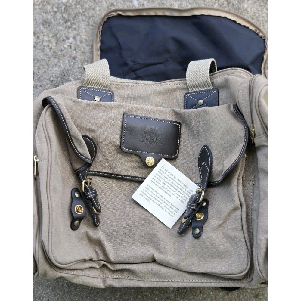 Vintage Ford Eddie Bauer Canvas & Leather Trim Duffle Bag 19 x 12 x 11